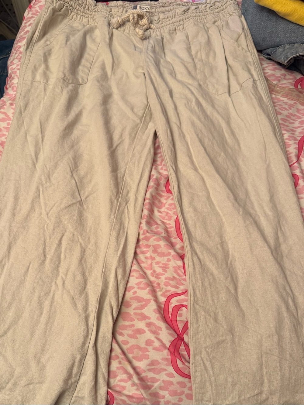 Roxy Light Beige Drawstring wide leg
